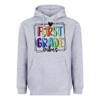 Heather Grey 1st grade vibes Heavyweight Hoodie - MaliasSmallBusiness