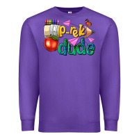 Purple pre k school pencil dude Premium Sweatshirt - NancyCooperArtShop