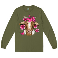 Army Green pink floral bandana goat Long Sleeve Tee - Jasminsmagicworld
