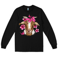 Black pink floral bandana goat Long Sleeve Tee - Jasminsmagicworld