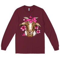 Burgundy pink floral bandana goat Long Sleeve Tee - Jasminsmagicworld