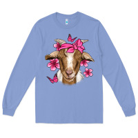 Colony Blue pink floral bandana goat Long Sleeve Tee - Jasminsmagicworld