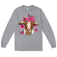 Heather Grey pink floral bandana goat Long Sleeve Tee - Jasminsmagicworld