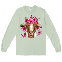 Matcha pink floral bandana goat Long Sleeve Tee - Jasminsmagicworld