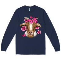 Navy pink floral bandana goat Long Sleeve Tee - Jasminsmagicworld