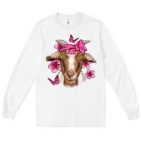 Pink Floral Bandana Goat Long Sleeve Tee | Teevron