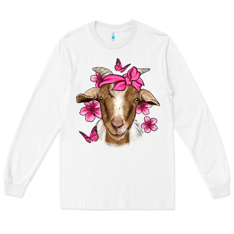 Pink Floral Bandana Goat Long Sleeve Tee by Jasminsmagicworld | Teevron