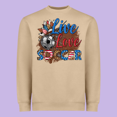 Live Love Soccer Heavyweight Sweatshirt Designed By Hra Design Shop
