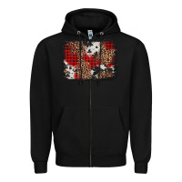 Black distressed cowhide leopard christmas background Zipper Hoodie - Jasminsmagicworld