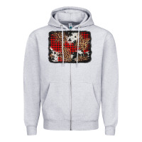 Heather Grey distressed cowhide leopard christmas background Zipper Hoodie - Jasminsmagicworld