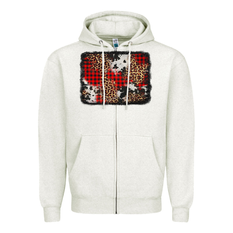 Distressed Cowhide Leopard Christmas Background Zipper Hoodie by Jasminsmagicworld | Teevron