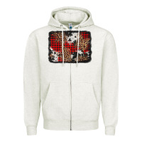 Oatmeal Heather distressed cowhide leopard christmas background Zipper Hoodie - Jasminsmagicworld