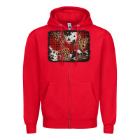 Red distressed cowhide leopard christmas background Zipper Hoodie - Jasminsmagicworld