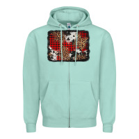 Seafoam distressed cowhide leopard christmas background Zipper Hoodie - Jasminsmagicworld