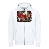 White distressed cowhide leopard christmas background Zipper Hoodie - Jasminsmagicworld