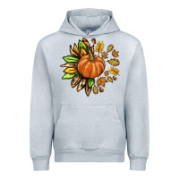 Heather Grey Fall Sunflower with Pumpkin Urban Hoodie - texasbilliewilder