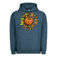 Pigment Midnight Navy Fall Sunflower with Pumpkin Urban Hoodie - texasbilliewilder