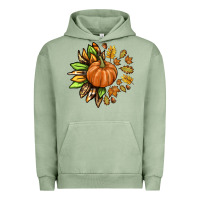 Pigment Oil Green Fall Sunflower with Pumpkin Urban Hoodie - texasbilliewilder