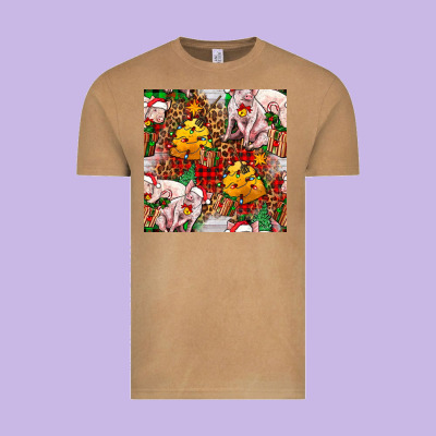 Christmas Pig  Tartan With  Hay And Christmas Ligh Vintage Tee Designed By Fadigitalartstudio