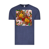 Vintage Denim christmas pig  tartan with  hay and christmas ligh Vintage Tee - FaDigitalArtStudio