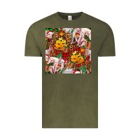 Vintage Olive christmas pig  tartan with  hay and christmas ligh Vintage Tee - FaDigitalArtStudio