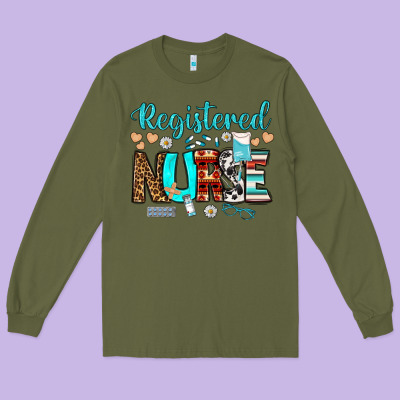 Registered Nurse Long Sleeve Tee Designed By Bundleandbundleshop