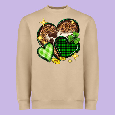 St. Patrick's Day Hearts Heavyweight Sweatshirt Designed By Neo Western