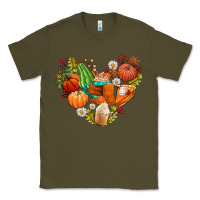 Army Green pumpkin and latte with fall Classic Tee - AdoDesignShop