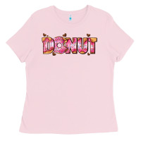 Bubblegum Pink donut with donut and hearts Ladies Tee - AdoDesignShop