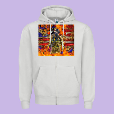Western Firefighter With American Zipper Hoodie Designed By Lillyallendesigns