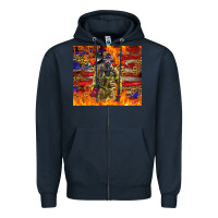 Navy Western Firefighter With American Zipper Hoodie - LillyAllenDesigns
