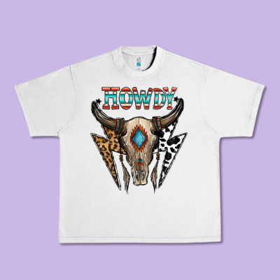 Howdy Boho Skull Urban Heavy Tee Designed By Cowhidedigitalart
