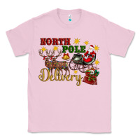 Bubblegum Pink North Pole Delivery Santa Sleigh Classic Tee - Artiststas