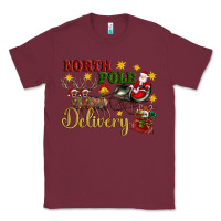 Burgundy North Pole Delivery Santa Sleigh Classic Tee - Artiststas