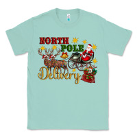 Seafoam North Pole Delivery Santa Sleigh Classic Tee - Artiststas