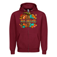 Burgundy bus driver pumpkin Zipper Hoodie - NancyCooperArtShop