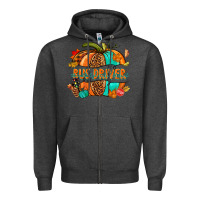 Charcoal Heather bus driver pumpkin Zipper Hoodie - NancyCooperArtShop