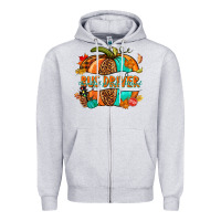 Heather Grey bus driver pumpkin Zipper Hoodie - NancyCooperArtShop