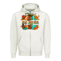 Oatmeal Heather bus driver pumpkin Zipper Hoodie - NancyCooperArtShop