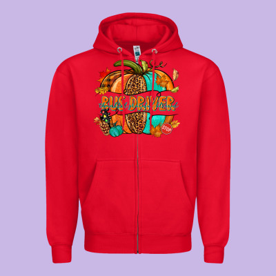 Bus Driver Pumpkin Zipper Hoodie Designed By Nancycooperartshop
