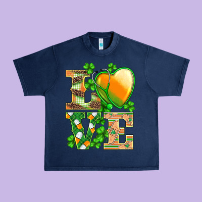 St.patricks Nurse Love Heart Stethoscope Urban Heavy Tee Designed By Barkaloodesign
