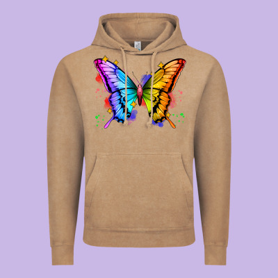 Rainbow Butterfly Vintage Hoodie Designed By Zillion Design Studio