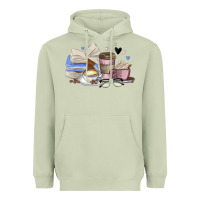 Matcha coffee and books Heavyweight Hoodie - MaliasSmallBusiness