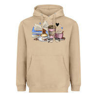 Mushroom coffee and books Heavyweight Hoodie - MaliasSmallBusiness