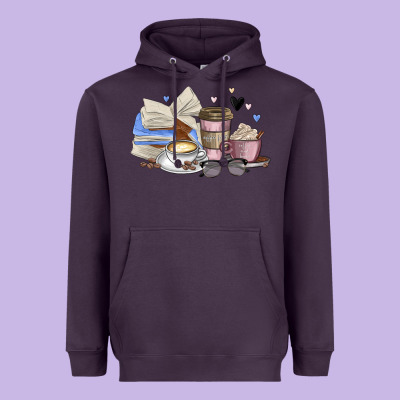 Coffee And Books Heavyweight Hoodie Designed By Maliassmallbusiness