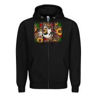 Black distressed christmas sunflowers leopard cowhide background Zipper Hoodie - Jasminsmagicworld