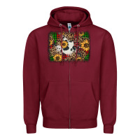 Burgundy distressed christmas sunflowers leopard cowhide background Zipper Hoodie - Jasminsmagicworld