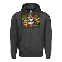 Charcoal Heather distressed christmas sunflowers leopard cowhide background Zipper Hoodie - Jasminsmagicworld