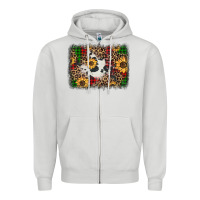 Dove Grey distressed christmas sunflowers leopard cowhide background Zipper Hoodie - Jasminsmagicworld