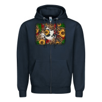 Navy distressed christmas sunflowers leopard cowhide background Zipper Hoodie - Jasminsmagicworld